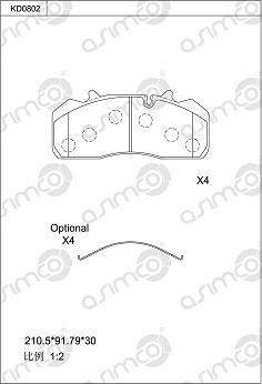 Asimco KD0802 - Brake Pad Set, disc brake www.autospares.lv