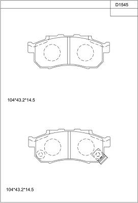 Asimco KD1545 - Тормозные колодки, дисковые, комплект www.autospares.lv