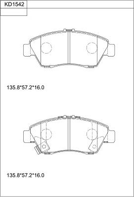 Asimco KD1542 - Bremžu uzliku kompl., Disku bremzes autospares.lv