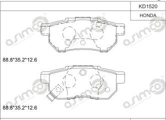 Asimco KD1520 - Bremžu uzliku kompl., Disku bremzes www.autospares.lv