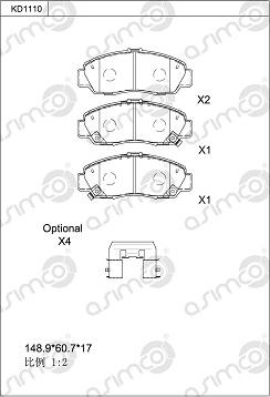 Asimco KD1110 - Brake Pad Set, disc brake www.autospares.lv