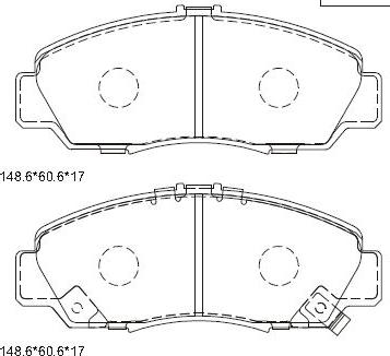 Asimco KD1719 - Bremžu uzliku kompl., Disku bremzes www.autospares.lv