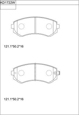 Asimco KD1722W - Bremžu uzliku kompl., Disku bremzes www.autospares.lv