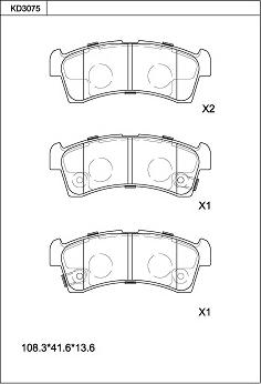 Asimco KD3075 - Bremžu uzliku kompl., Disku bremzes www.autospares.lv