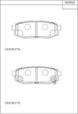 Asimco KD33502 - Bremžu uzliku kompl., Disku bremzes www.autospares.lv