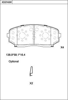 Asimco KD3740W - Тормозные колодки, дисковые, комплект www.autospares.lv