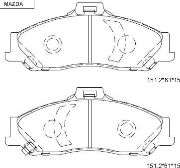 Asimco KD3750F - Bremžu uzliku kompl., Disku bremzes autospares.lv