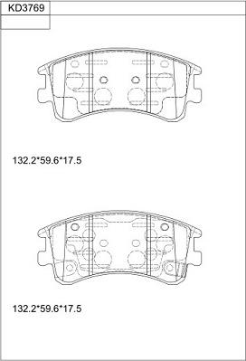 Asimco KD3769 - Bremžu uzliku kompl., Disku bremzes www.autospares.lv