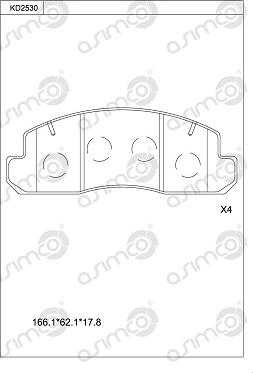 Asimco KD2530 - Bremžu uzliku kompl., Disku bremzes www.autospares.lv