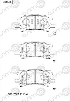 Asimco KD2049 - Тормозные колодки, дисковые, комплект www.autospares.lv