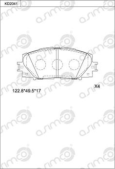 Asimco KD2041 - Bremžu uzliku kompl., Disku bremzes autospares.lv