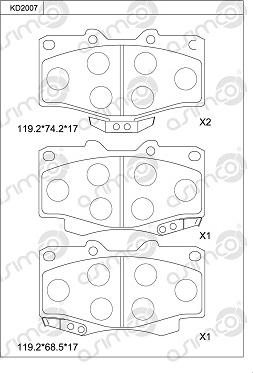 Asimco KD2007 - Тормозные колодки, дисковые, комплект www.autospares.lv