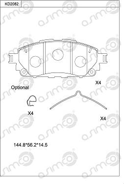 Asimco KD2082 - Bremžu uzliku kompl., Disku bremzes autospares.lv