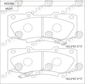 Asimco KD2389 - Bremžu uzliku kompl., Disku bremzes autospares.lv