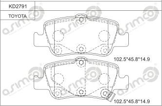 Asimco KD2791 - Тормозные колодки, дисковые, комплект www.autospares.lv