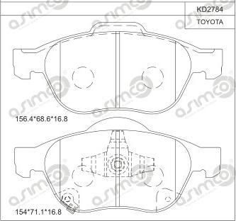 Asimco KD2784 - Bremžu uzliku kompl., Disku bremzes autospares.lv