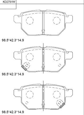 Asimco KD2781W - Тормозные колодки, дисковые, комплект www.autospares.lv