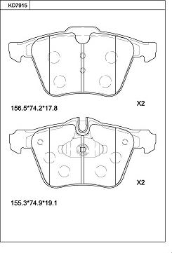 Asimco KD7915 - Bremžu uzliku kompl., Disku bremzes autospares.lv