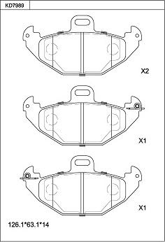 Asimco KD7989 - Bremžu uzliku kompl., Disku bremzes autospares.lv