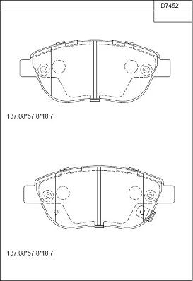 Asimco KD7452 - Bremžu uzliku kompl., Disku bremzes www.autospares.lv