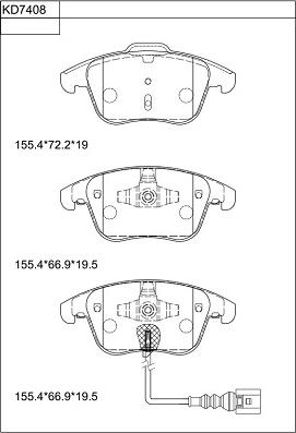 Asimco KD7408 - Bremžu uzliku kompl., Disku bremzes autospares.lv