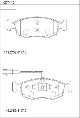 Asimco KD7415 - Bremžu uzliku kompl., Disku bremzes autospares.lv