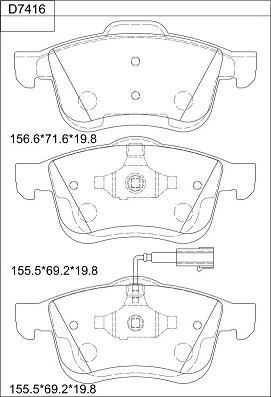 Asimco KD7416 - Bremžu uzliku kompl., Disku bremzes www.autospares.lv