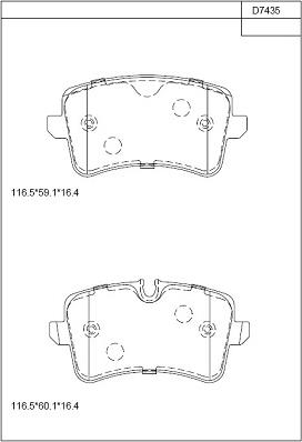 Asimco KD7435 - Bremžu uzliku kompl., Disku bremzes www.autospares.lv