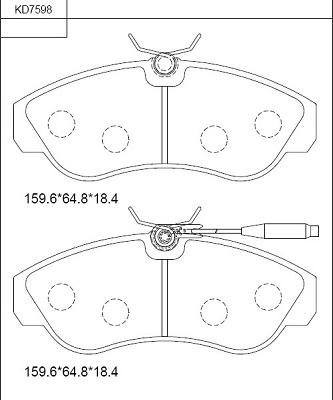 Asimco KD7598 - Bremžu uzliku kompl., Disku bremzes www.autospares.lv