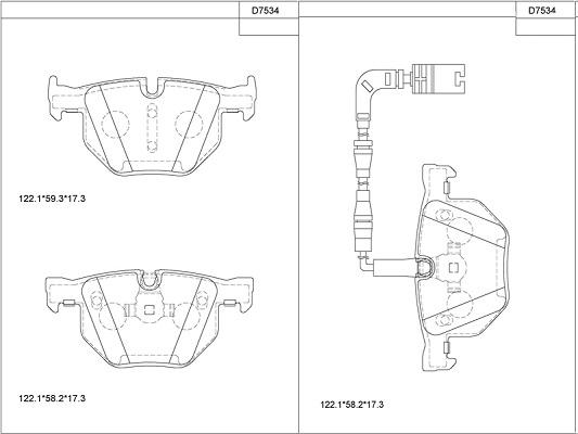 Asimco KD7534 - Bremžu uzliku kompl., Disku bremzes www.autospares.lv