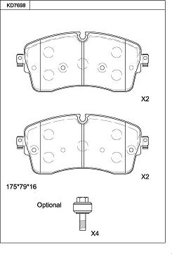 Asimco KD7698 - Bremžu uzliku kompl., Disku bremzes www.autospares.lv