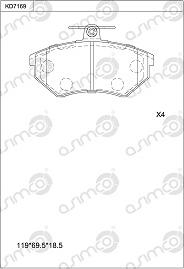 Asimco KD7169 - Brake Pad Set, disc brake www.autospares.lv