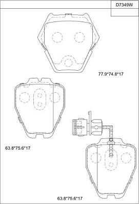 Asimco KD7349W - Тормозные колодки, дисковые, комплект www.autospares.lv