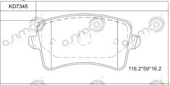 Asimco KD7345 - Bremžu uzliku kompl., Disku bremzes autospares.lv