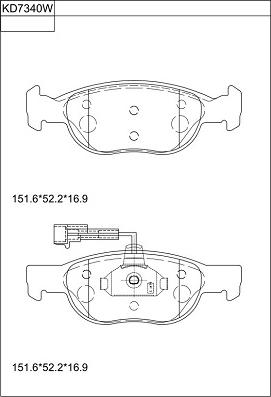 Asimco KD7340W - Brake Pad Set, disc brake www.autospares.lv