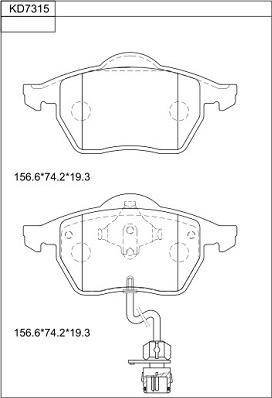 Asimco KD7315 - Тормозные колодки, дисковые, комплект www.autospares.lv