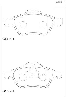 Asimco KD7313 - Bremžu uzliku kompl., Disku bremzes autospares.lv