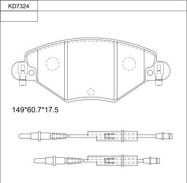 Asimco KD7324 - Bremžu uzliku kompl., Disku bremzes www.autospares.lv