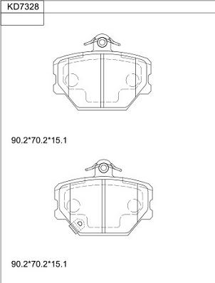 Asimco KD7328 - Тормозные колодки, дисковые, комплект www.autospares.lv