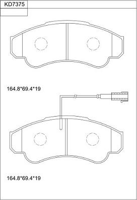 Asimco KD7375 - Тормозные колодки, дисковые, комплект www.autospares.lv