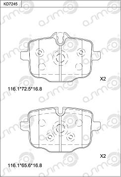 Asimco KD7245 - Bremžu uzliku kompl., Disku bremzes autospares.lv