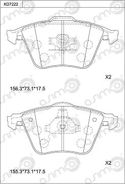 Asimco KD7222 - Bremžu uzliku kompl., Disku bremzes autospares.lv