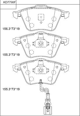 Asimco KD7798F - Bremžu uzliku kompl., Disku bremzes autospares.lv