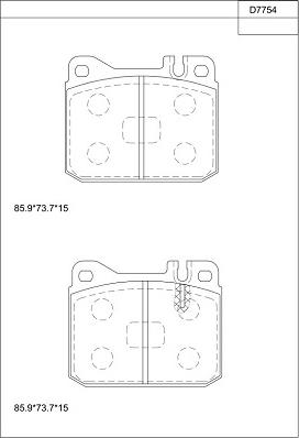 Asimco KD7754 - Bremžu uzliku kompl., Disku bremzes www.autospares.lv