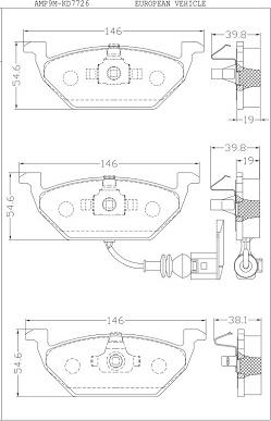 Asimco KD7726 - Тормозные колодки, дисковые, комплект www.autospares.lv