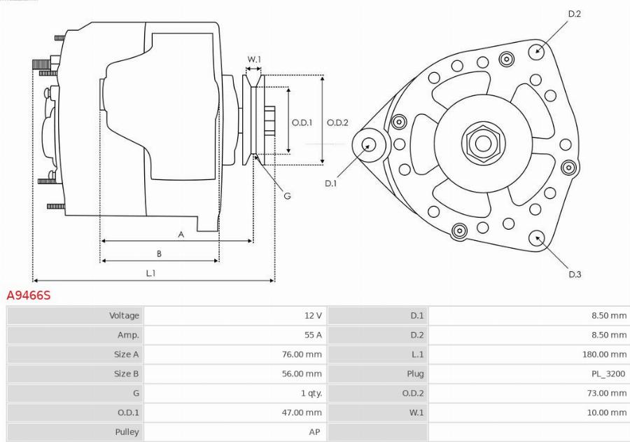 AS-PL A9466S - Ģenerators www.autospares.lv