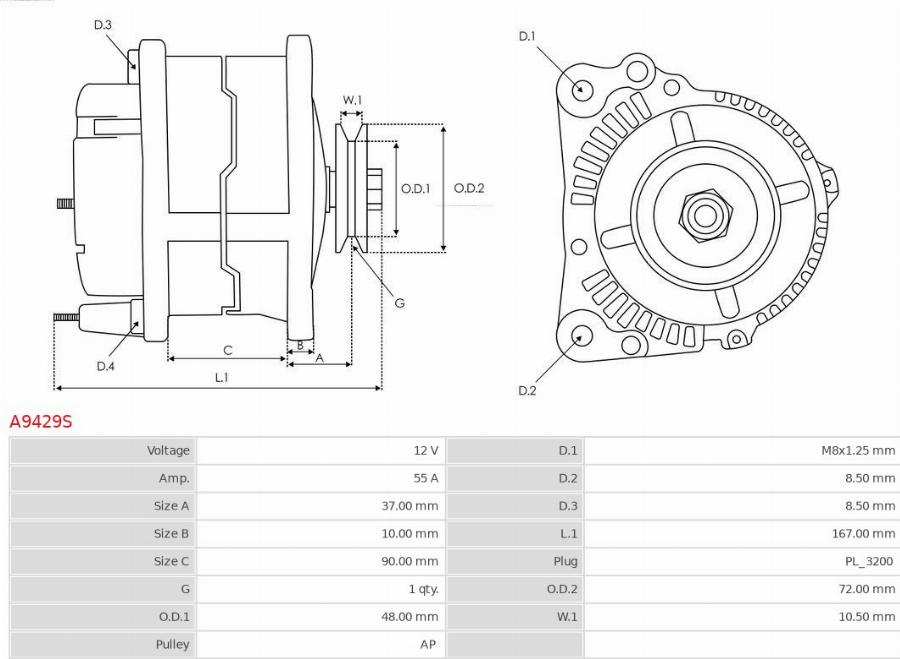 AS-PL A9429S - Ģenerators www.autospares.lv