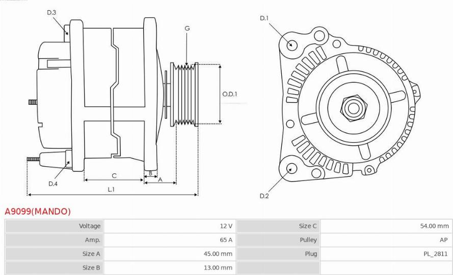 AS-PL A9099(MANDO) - Ģenerators autospares.lv