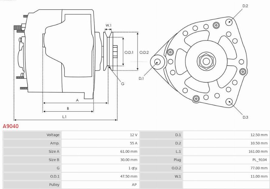 AS-PL A9040 - Alternator www.autospares.lv