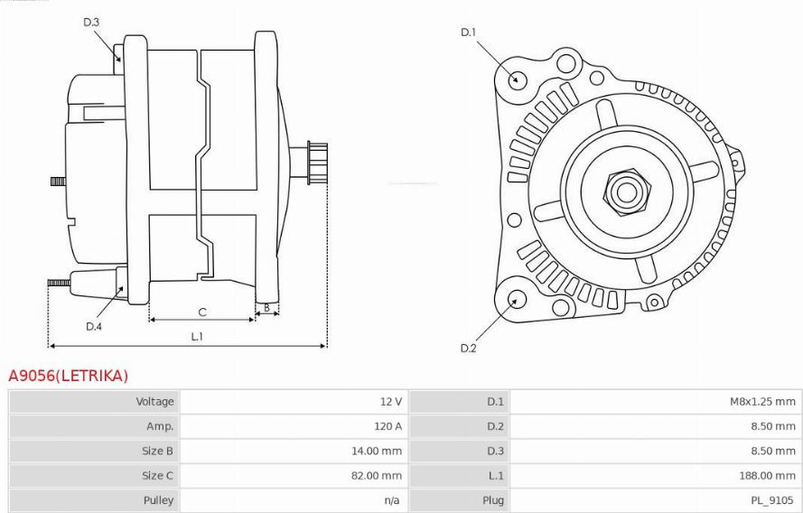 AS-PL A9056(LETRIKA) - Ģenerators www.autospares.lv